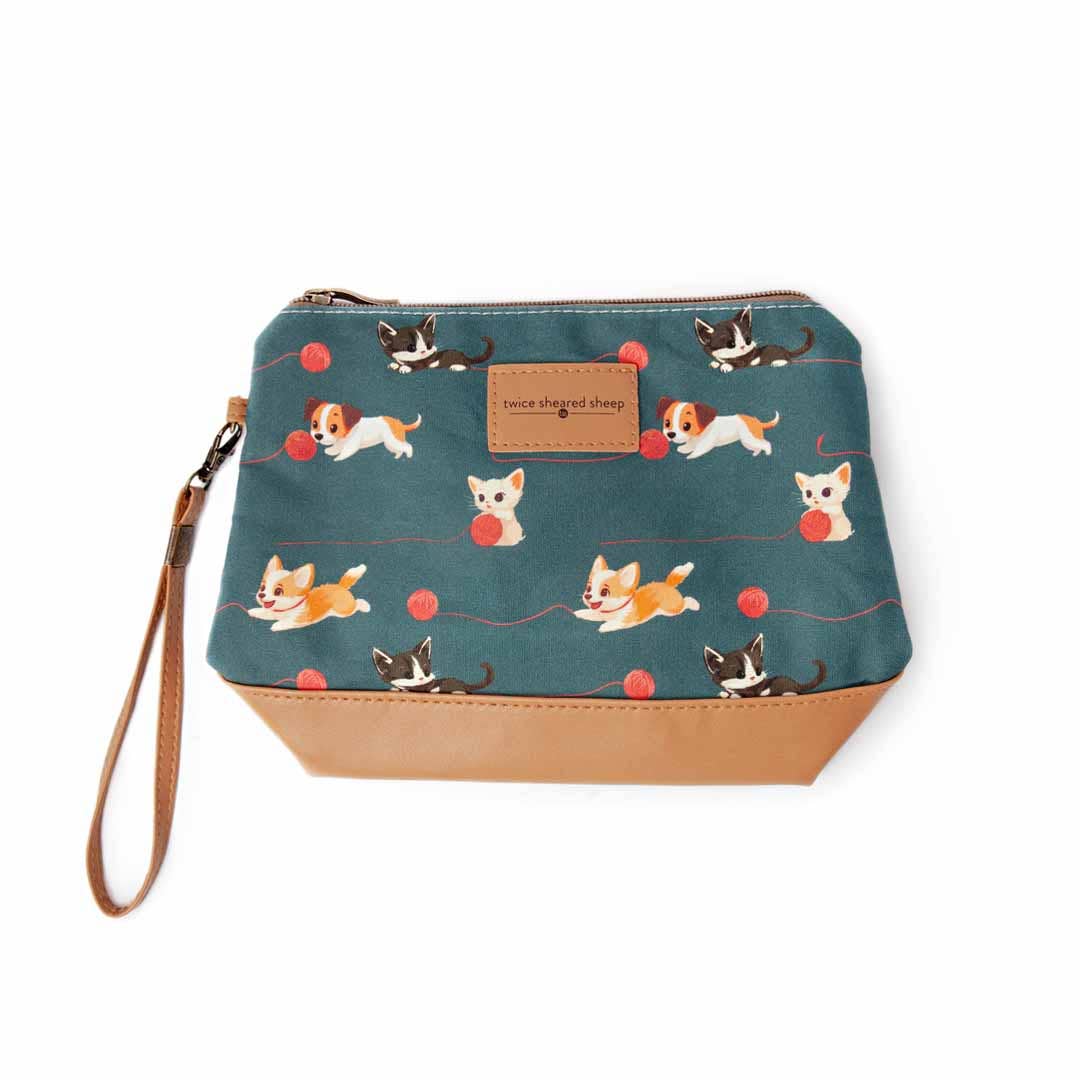 Mini Sac Trini – Petit sac de projet zippé pour chaussettes - Chats et chiens