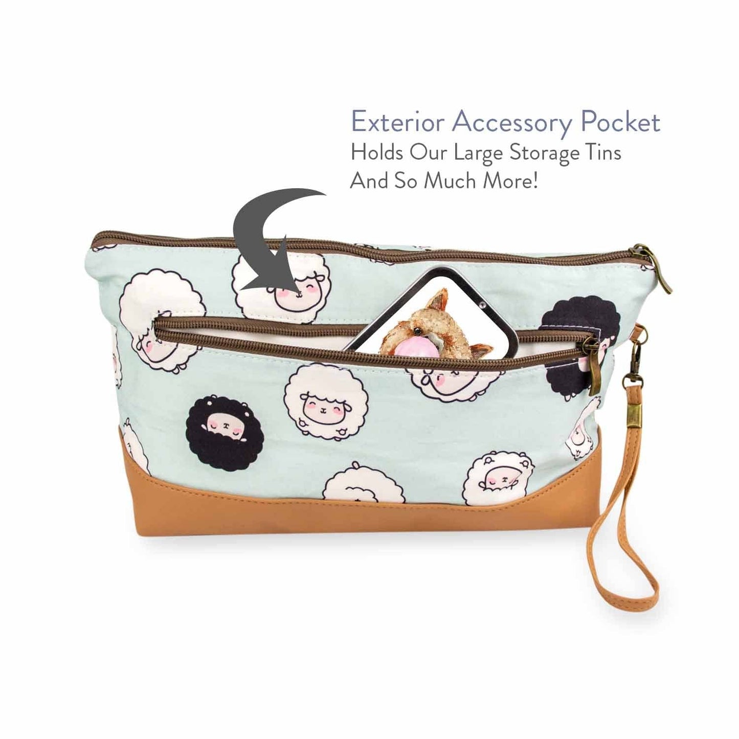 Sac de projet Chubby Sheep Trinity – Pochette de projet zippée – Seafoam