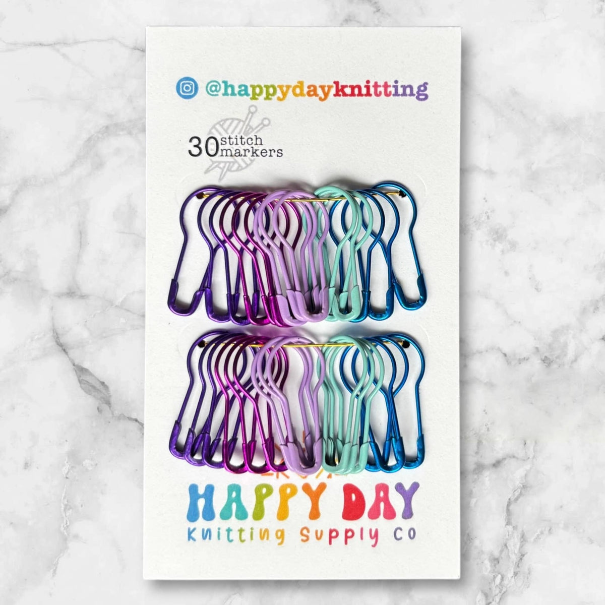 30 Locking Bulb Pin Stitch Markers - Core Colourways