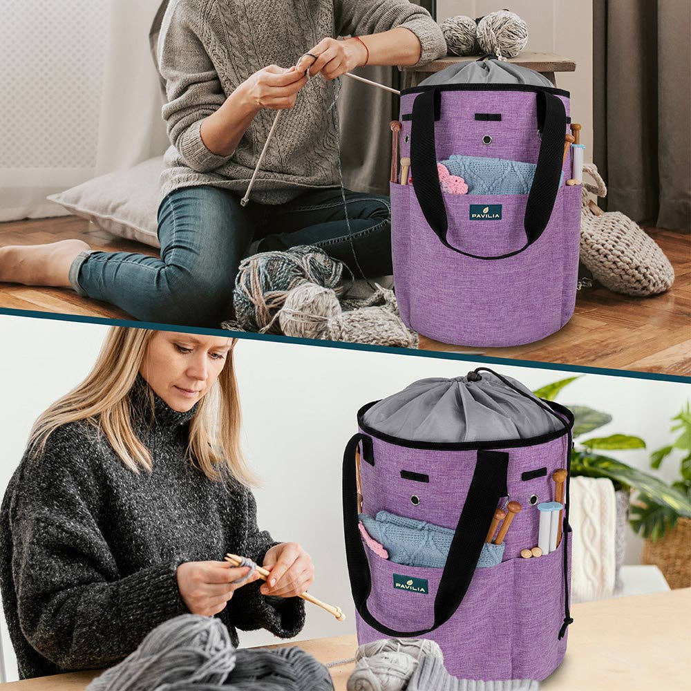 Heather Purple Beginner's Yarn Organizer Knitting Bag