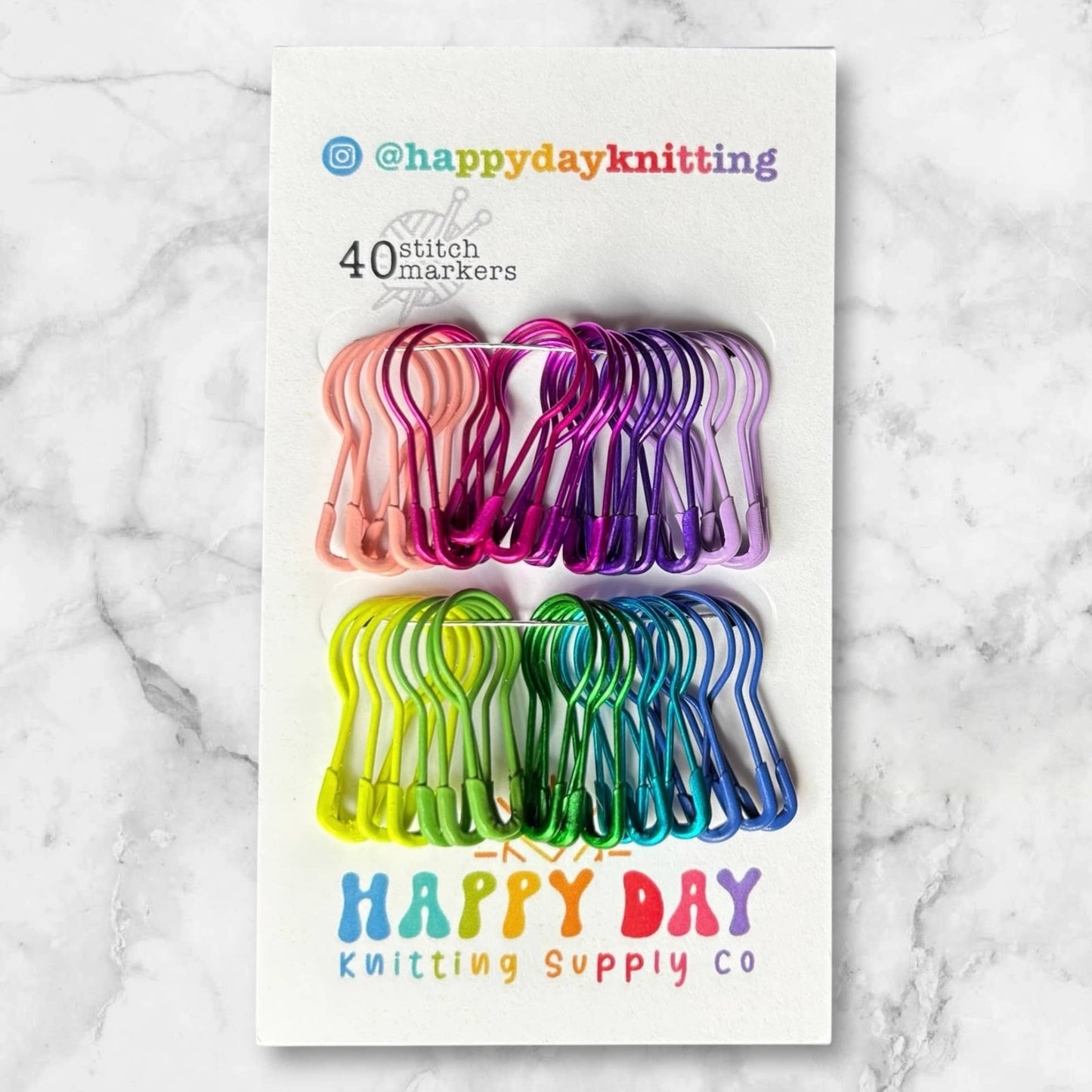 40 Locking Bulb Pin Stitch Markers - Core Colourways
