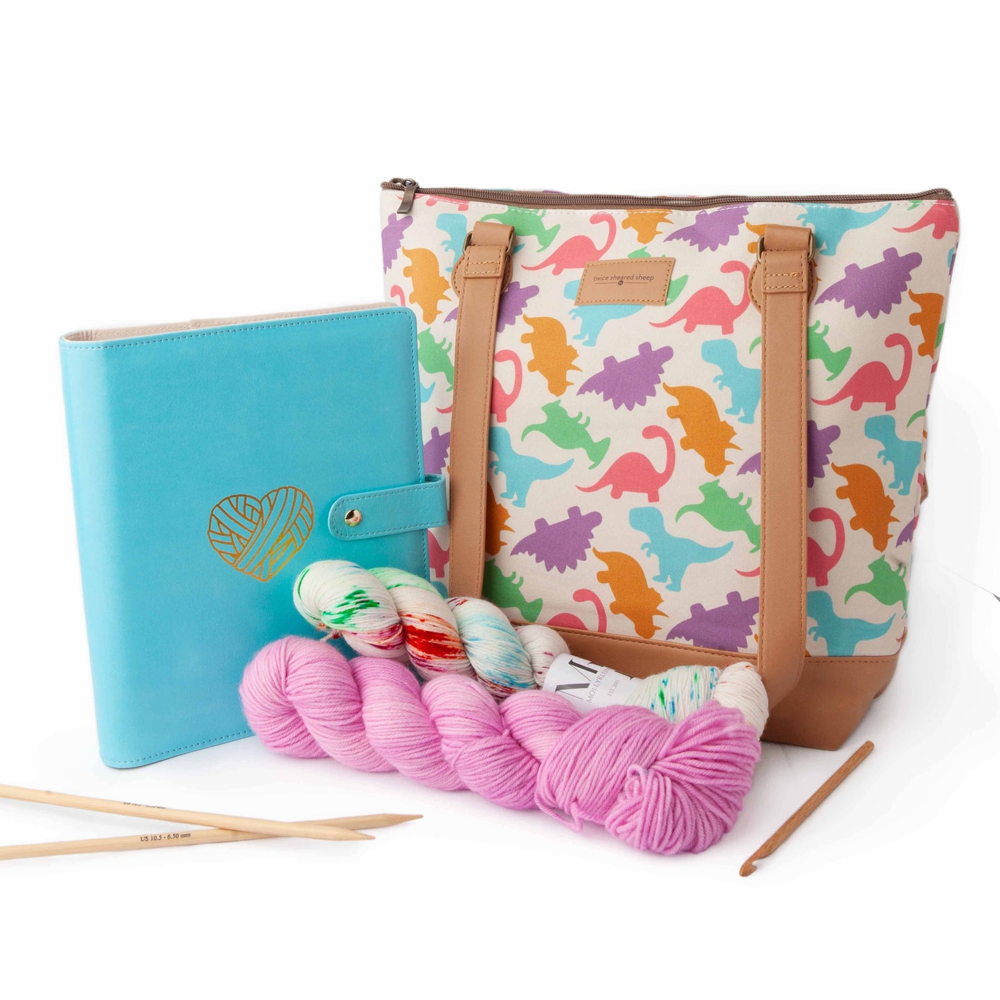 Grand sac de projet de tricot zippé – Dino Mega Trinity