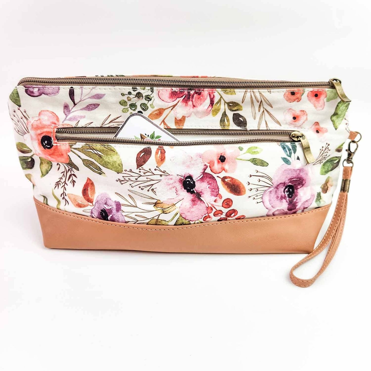 Sac de projet de tricot zippé moyen – Collection printanière florale