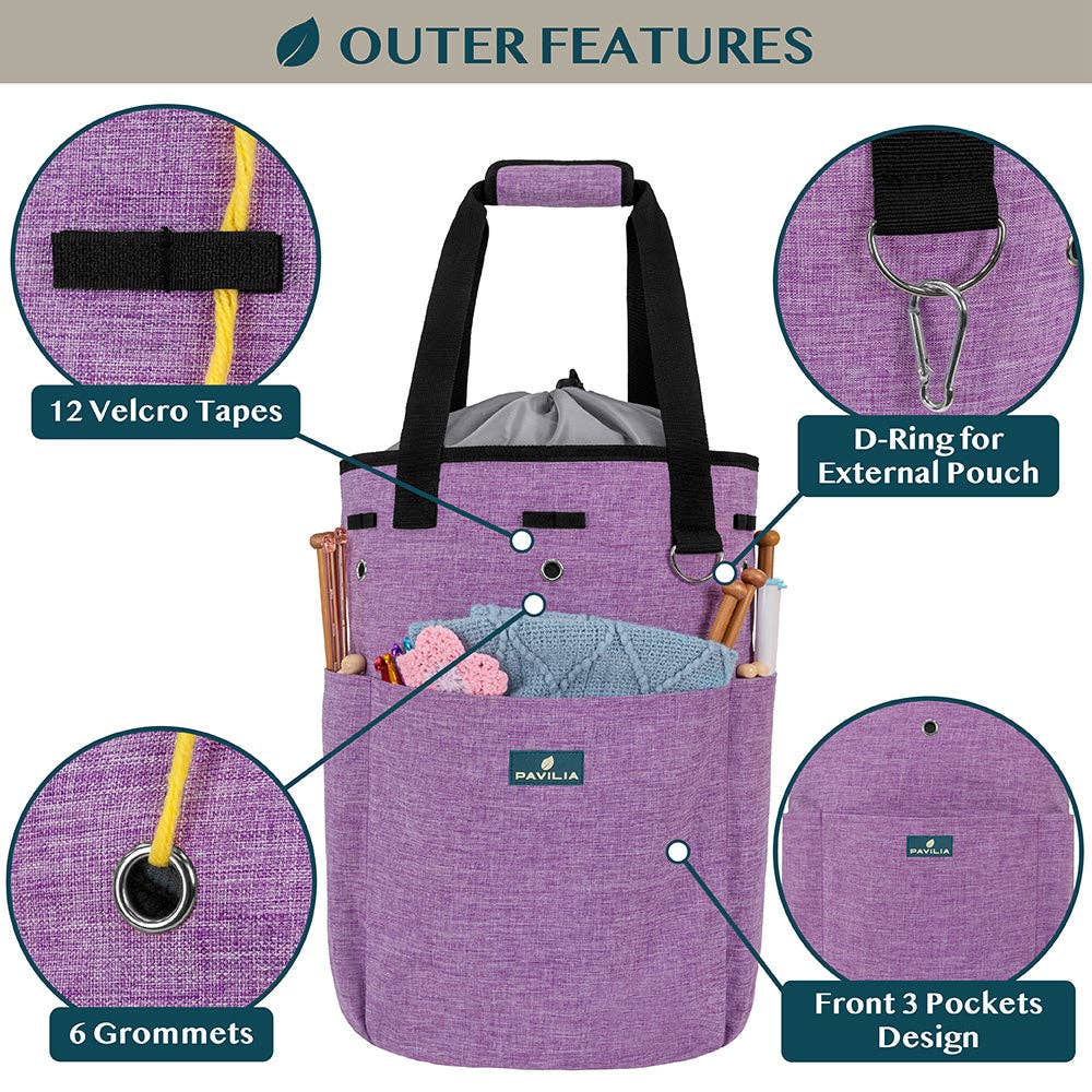 Heather Purple Beginner's Yarn Organizer Knitting Bag